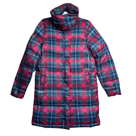 $258 Burton Mecca Trench Down Jacket Long Plaid Trench550 Fill Down Medium